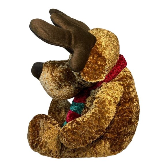 Large Plush Christmas Moose With Scarf & Antlers EUC Cuddly Buddy - Picture 3 of 6
